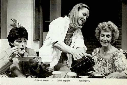 François Pratte, Anne Séglière et Janine Sutto dans Acapulco Madame, Théâtre du Rideau Vert, 1982.